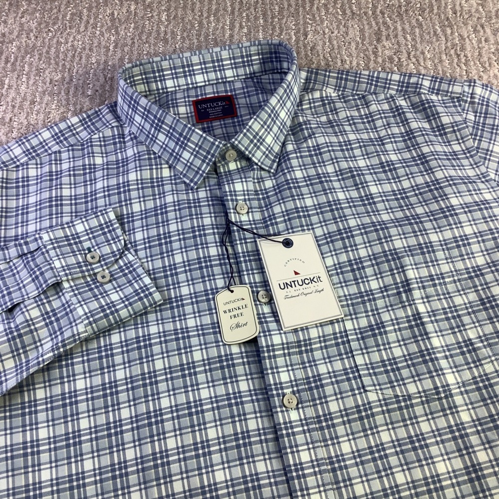 UNTUCKit Mondavi WF‎ Plaid Wrinkle Free  Long Sleeve Button Down Shirt XXXL New